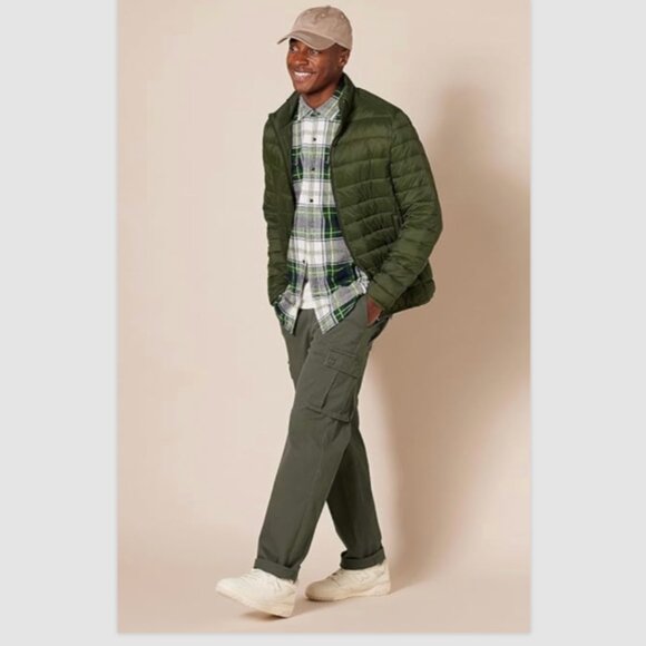AMAZON ESSENTIALS Mens Straight Fit Stretch Cargo Pant Sz 42x30 Olive Green NWOT - Picture 4 of 6